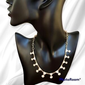 3/$30 Vtg Art Deco White Triangle Rhinestone Chain Necklace